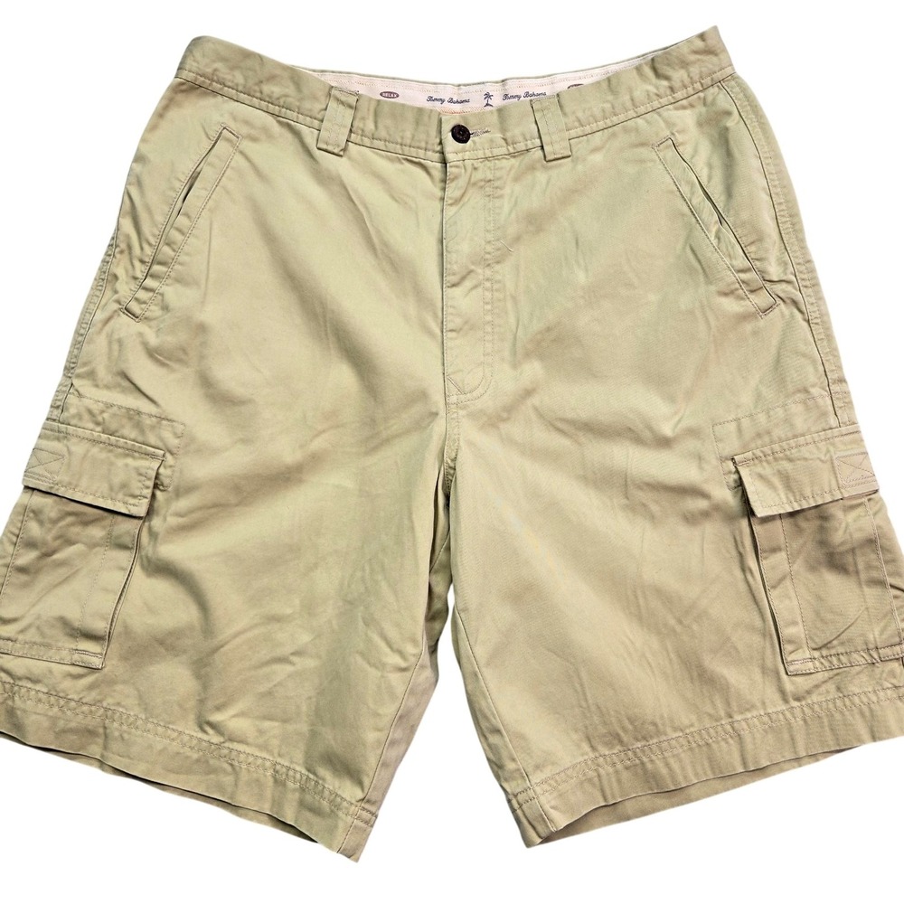 Tommy Bahama Shorts Mens 33 Beige Cargo Cotton Canvas Relaxed Fit 10in Pockets